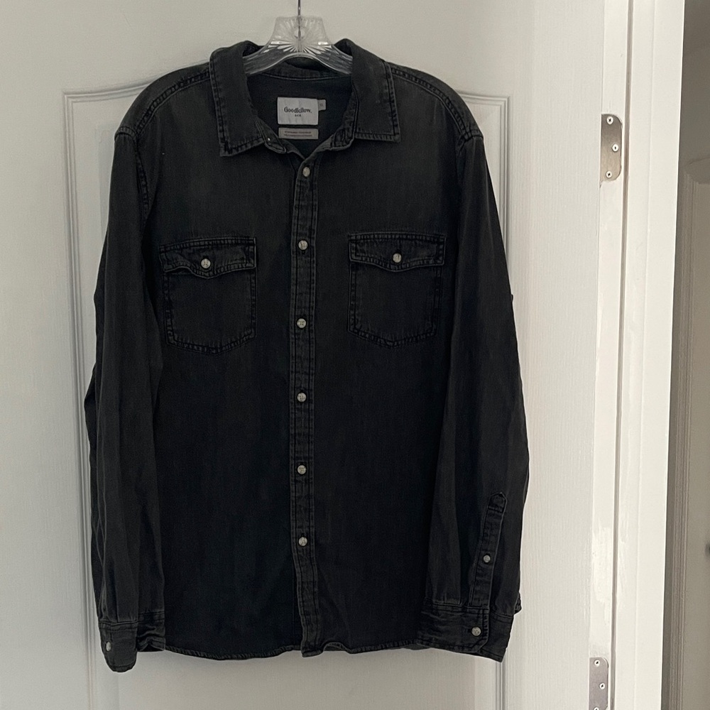 Men's Black Denim Shirt Jacket